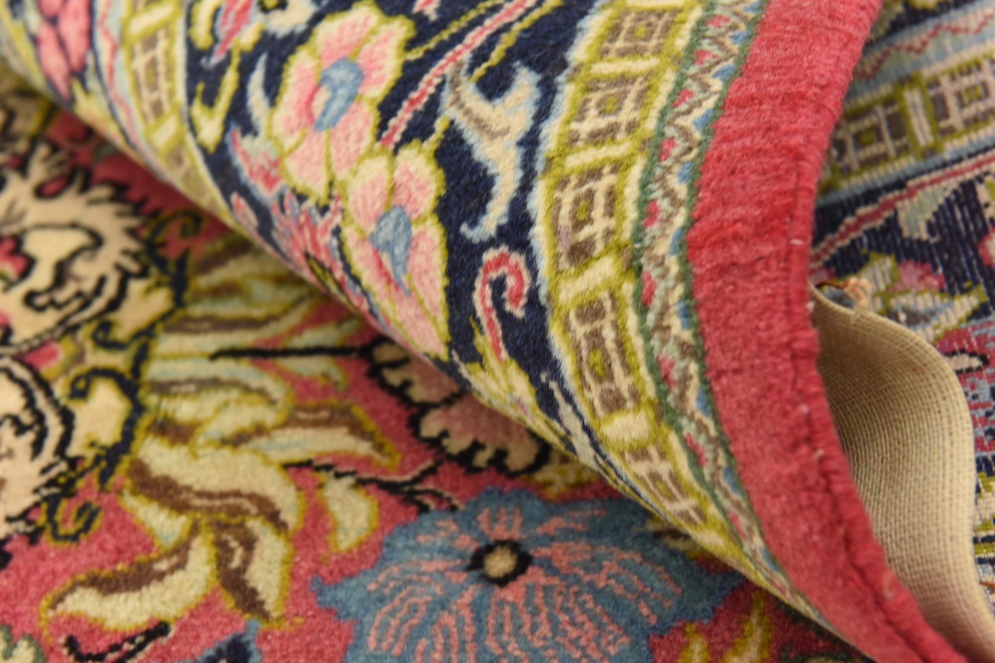 6' 5 x 7' Hand Knotted Qom Persian Square Rug