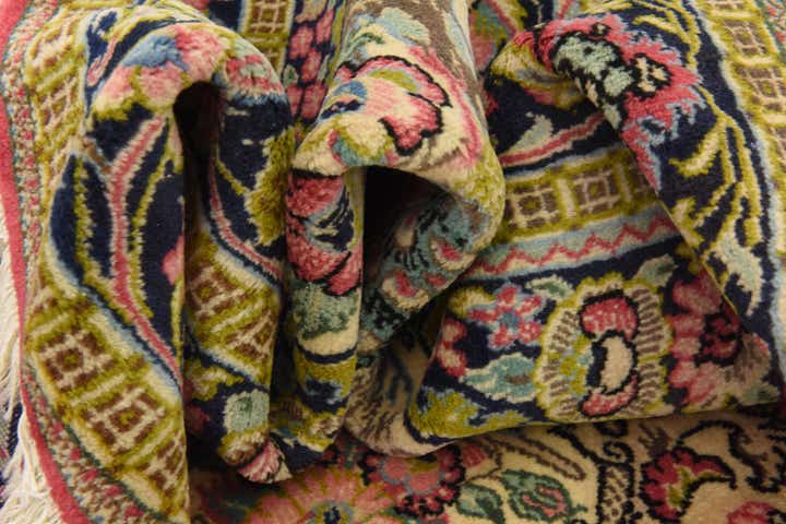 6' 5 x 7' Hand Knotted Qom Persian Square Rug