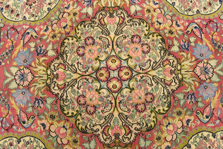 Detail image of 6' 5 x 7' Hand Knotted Qom Persian Square Rug