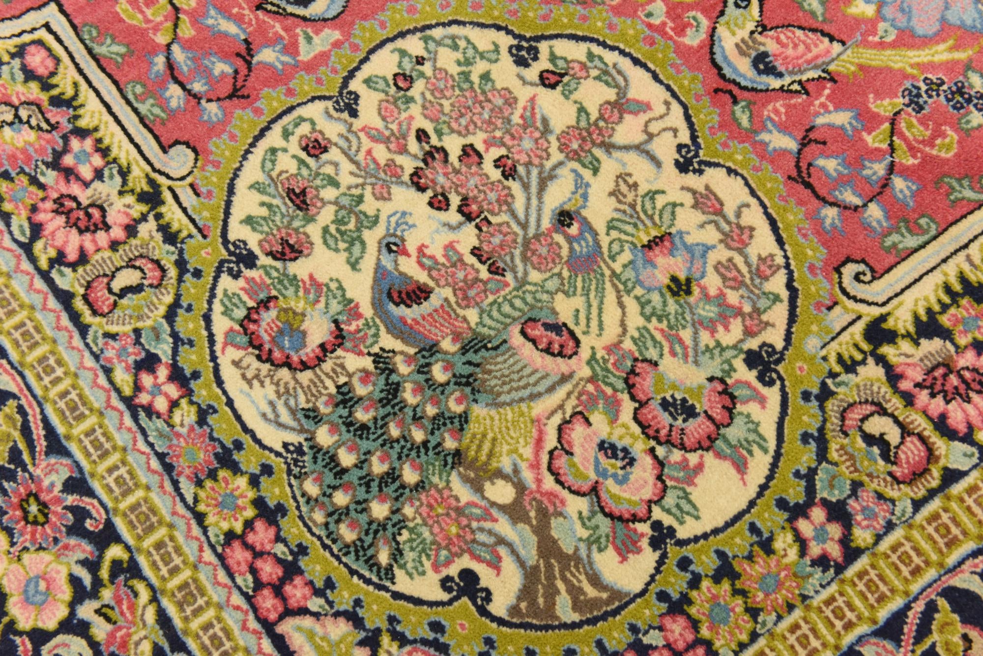 6' 5 x 7' Hand Knotted Qom Persian Square Rug
