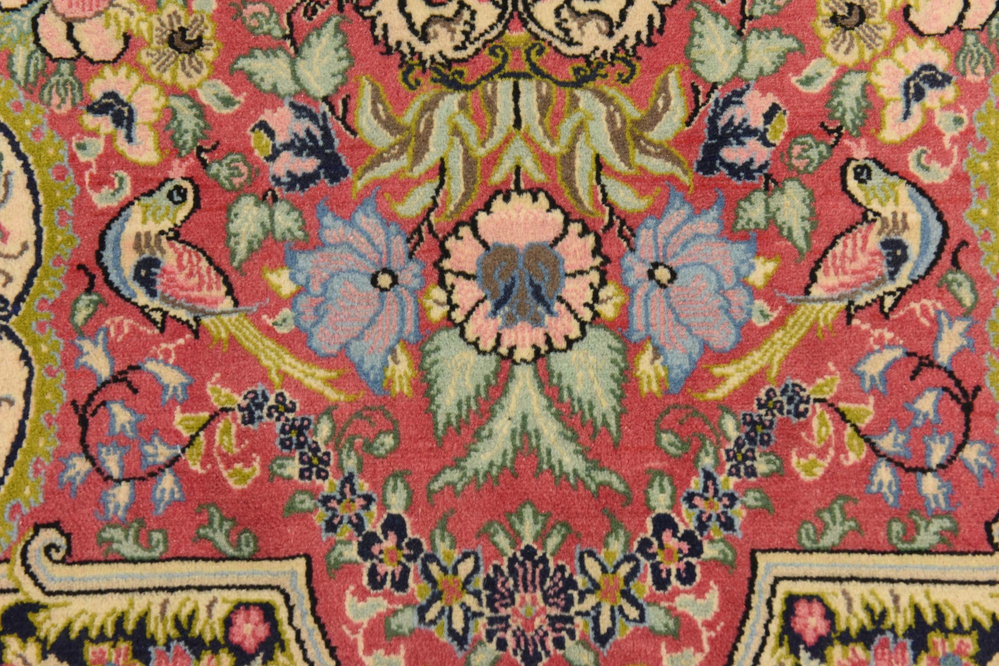 6' 5 x 7' Hand Knotted Qom Persian Square Rug