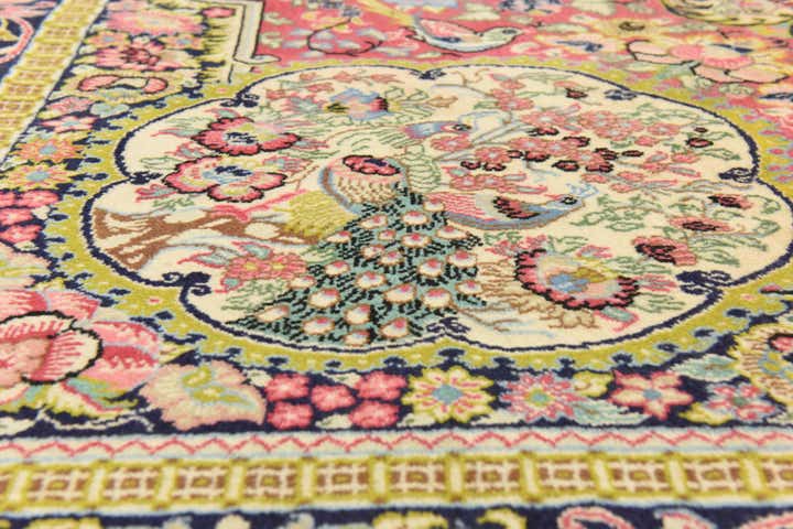 6' 5 x 7' Hand Knotted Qom Persian Square Rug