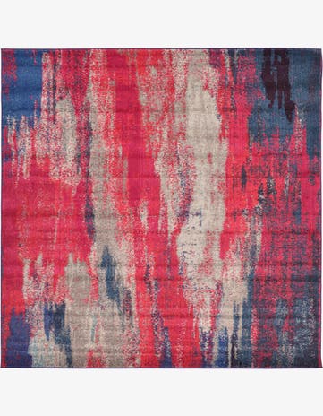 Red Washable Sevilla Square Rug