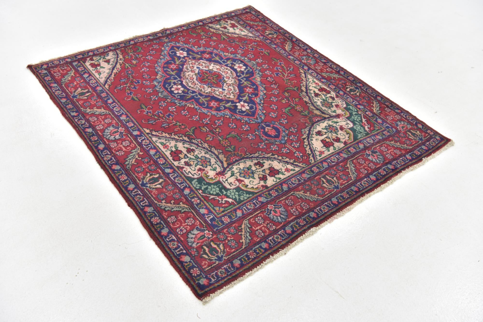 4' 7 x 5' Tabriz Wool Square Rug