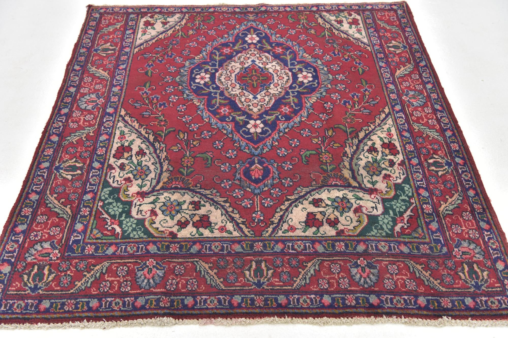 4' 7 x 5' Tabriz Wool Square Rug