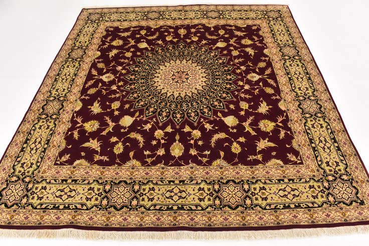 Detail image of 6' 8 x 6' 9 Hand Knotted Tabriz Persian Square Rug