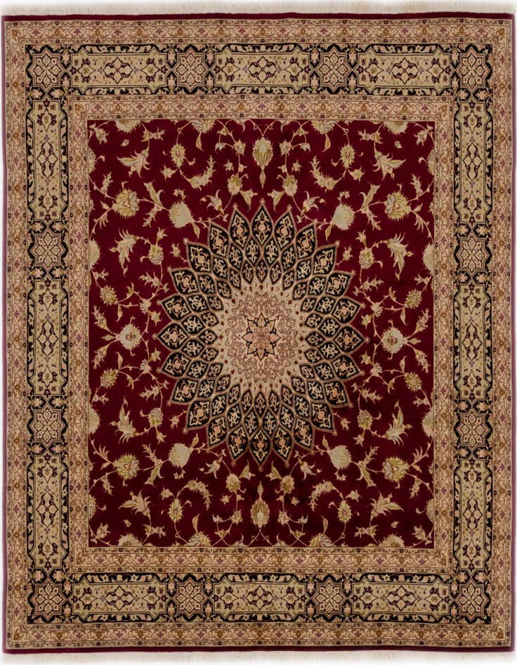 Detail image of 6' 8 x 6' 9 Hand Knotted Tabriz Persian Square Rug