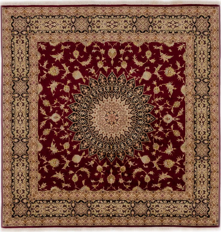 Detail image of 6' 8 x 6' 9 Hand Knotted Tabriz Persian Square Rug