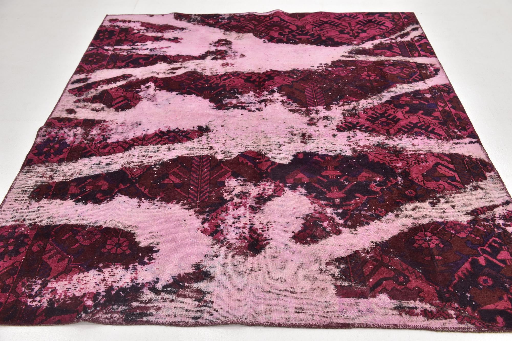 6' 5 x 6' 10 Hand Knotted Ultra Vintage Persian Wool Square Rug