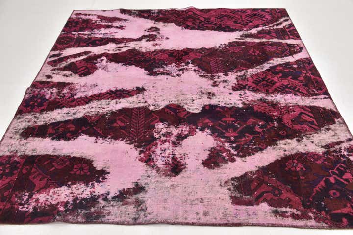 6' 5 x 6' 10 Hand Knotted Ultra Vintage Persian Wool Square Rug
