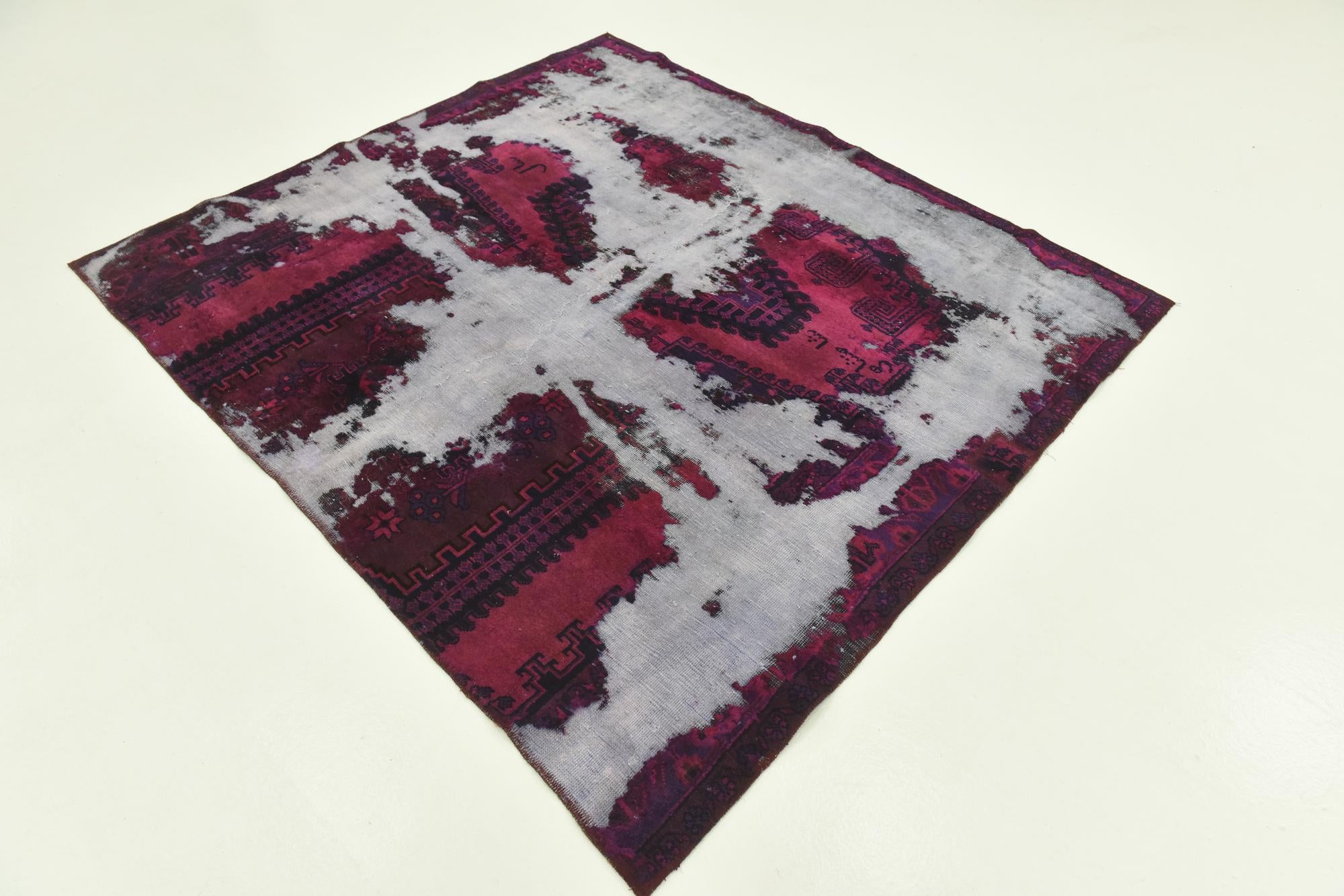 6' x 6' 7 Hand Knotted Ultra Vintage Persian Wool Square Rug