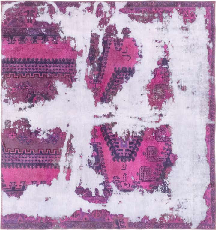 6' x 6' 7 Hand Knotted Ultra Vintage Persian Wool Square Rug