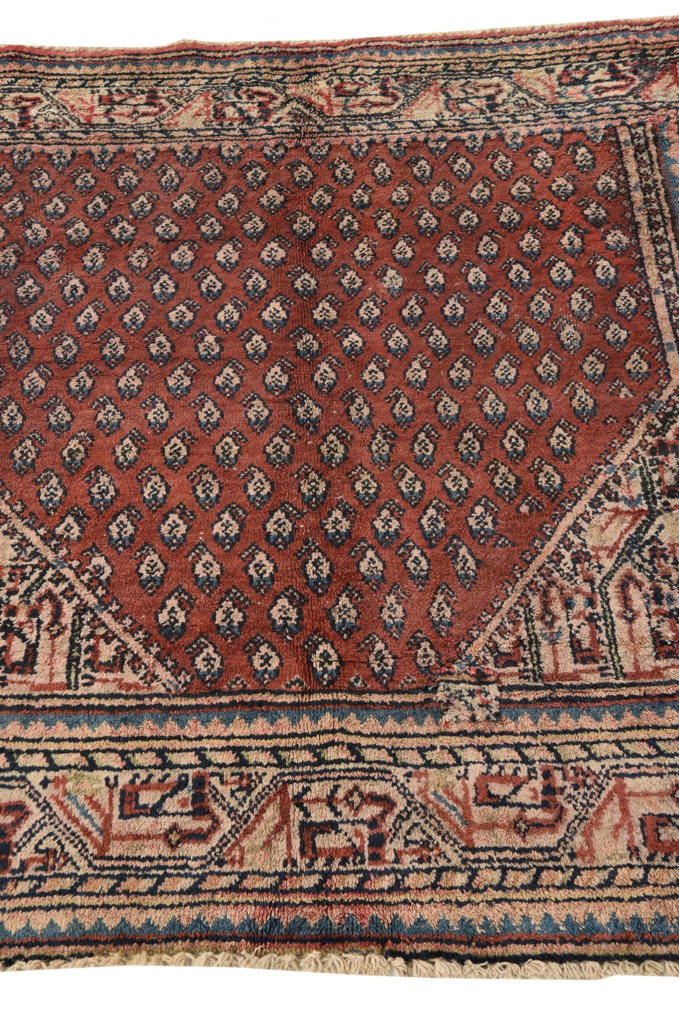 4' 3 x 4' 6 Hand Knotted Ultra Vintage Persian Wool Square Rug