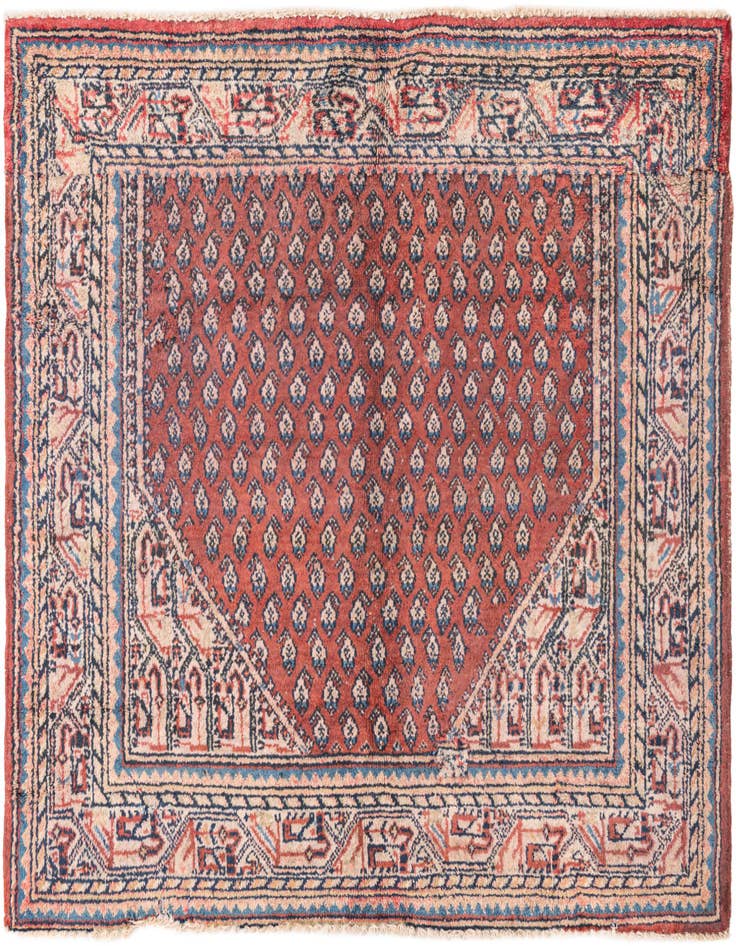 Detail image of 4' 3 x 4' 6 Hand Knotted Ultra Vintage Persian Wool Square Rug