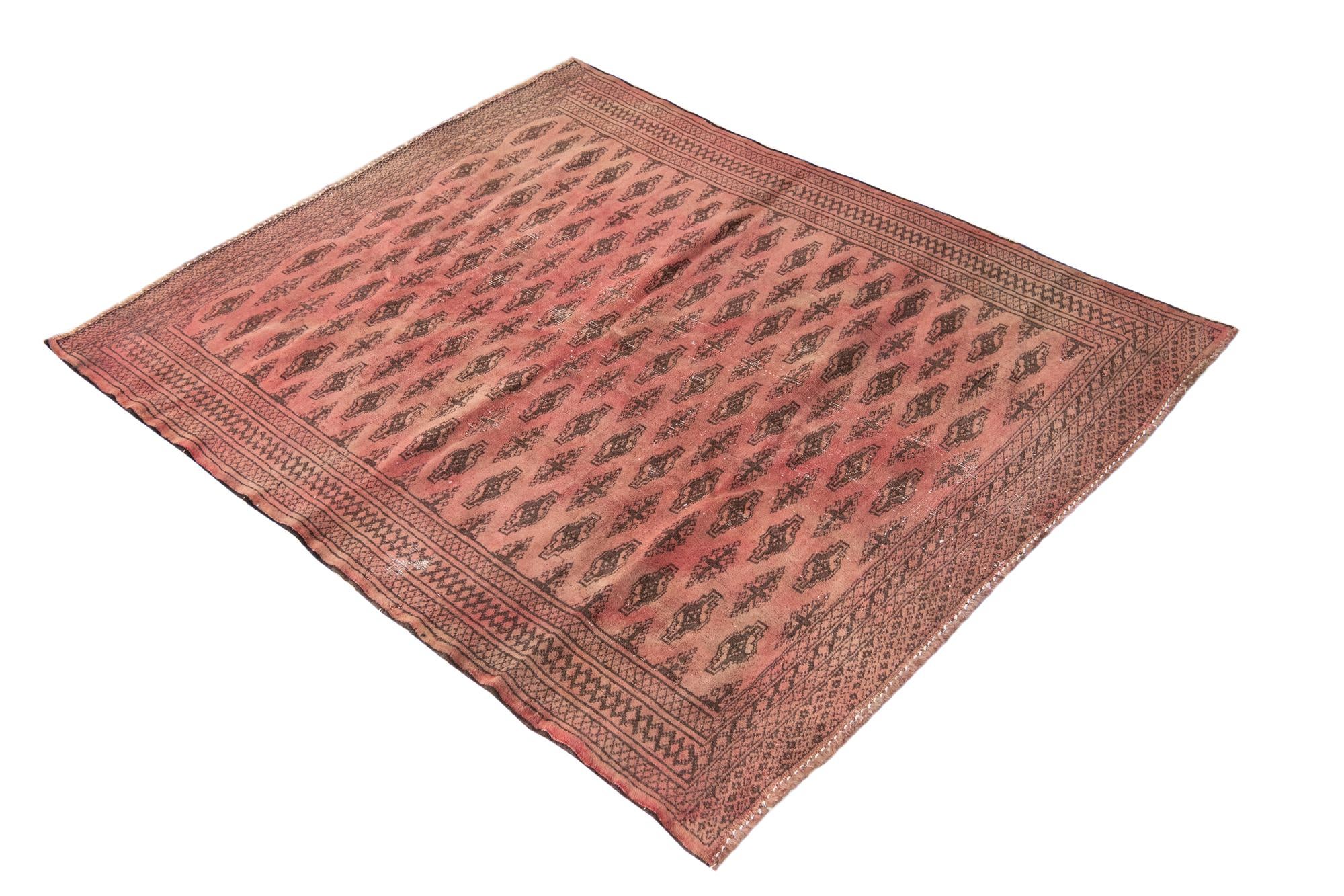 3' 7 x 4' 5 Hand Knotted Ultra Vintage Persian Wool Square Rug