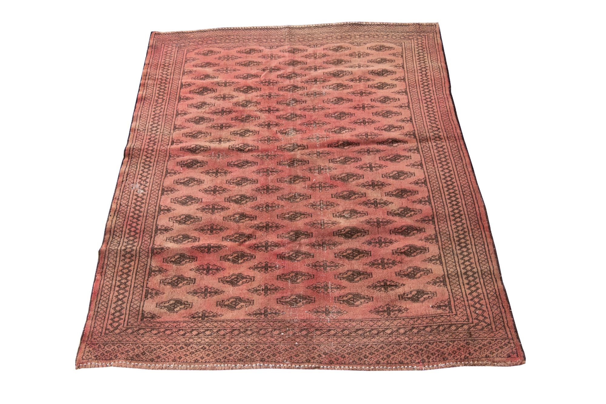 3' 7 x 4' 5 Hand Knotted Ultra Vintage Persian Wool Square Rug