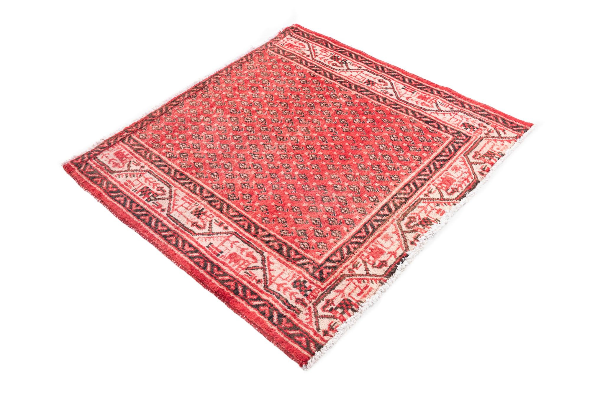 3' 5 x 3' 7 Hand Knotted Ultra Vintage Persian Wool Square Rug