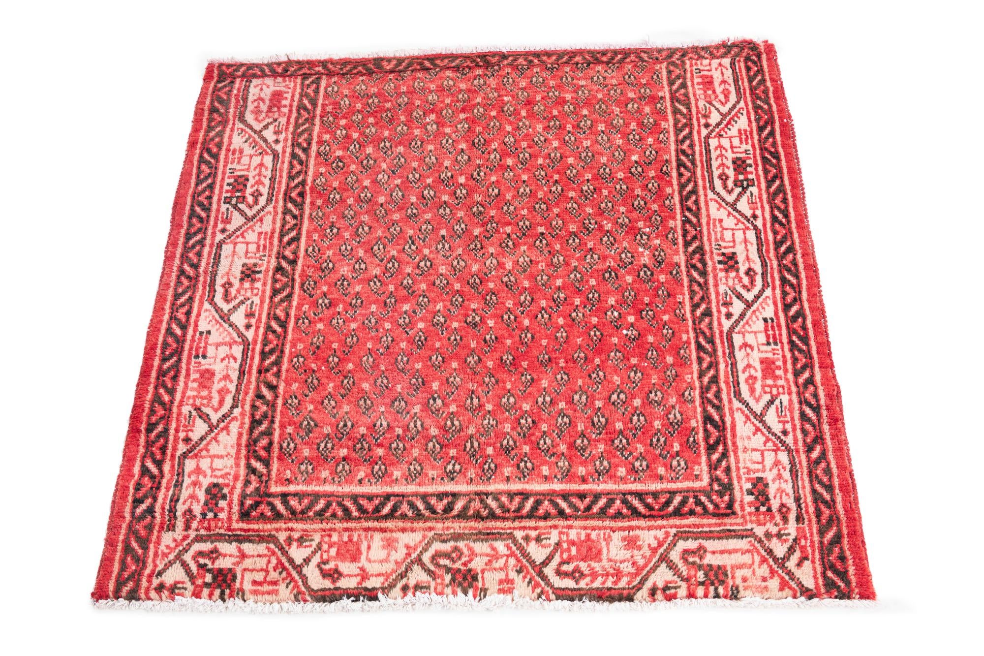 3' 5 x 3' 7 Hand Knotted Ultra Vintage Persian Wool Square Rug