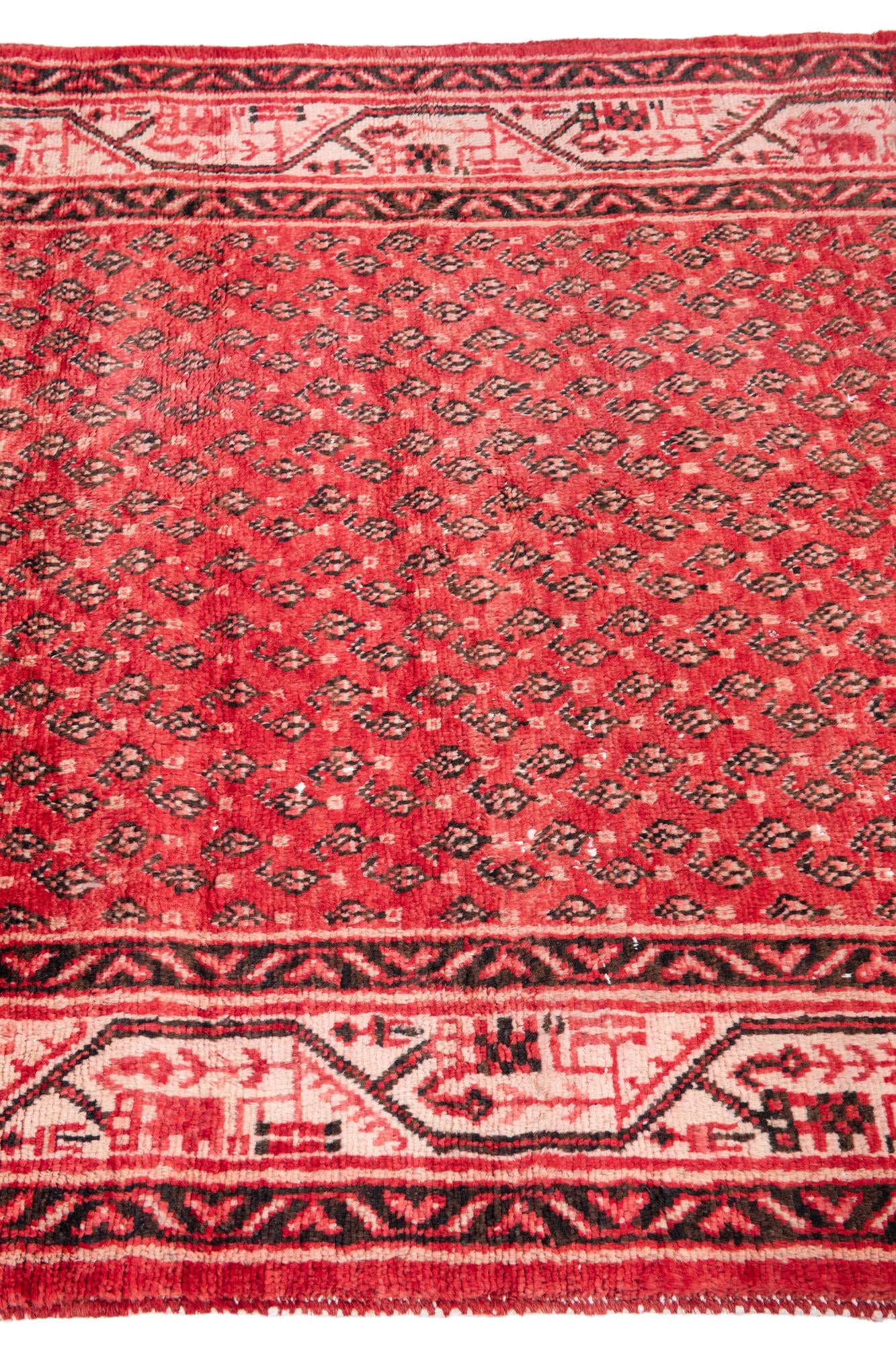 3' 5 x 3' 7 Hand Knotted Ultra Vintage Persian Wool Square Rug