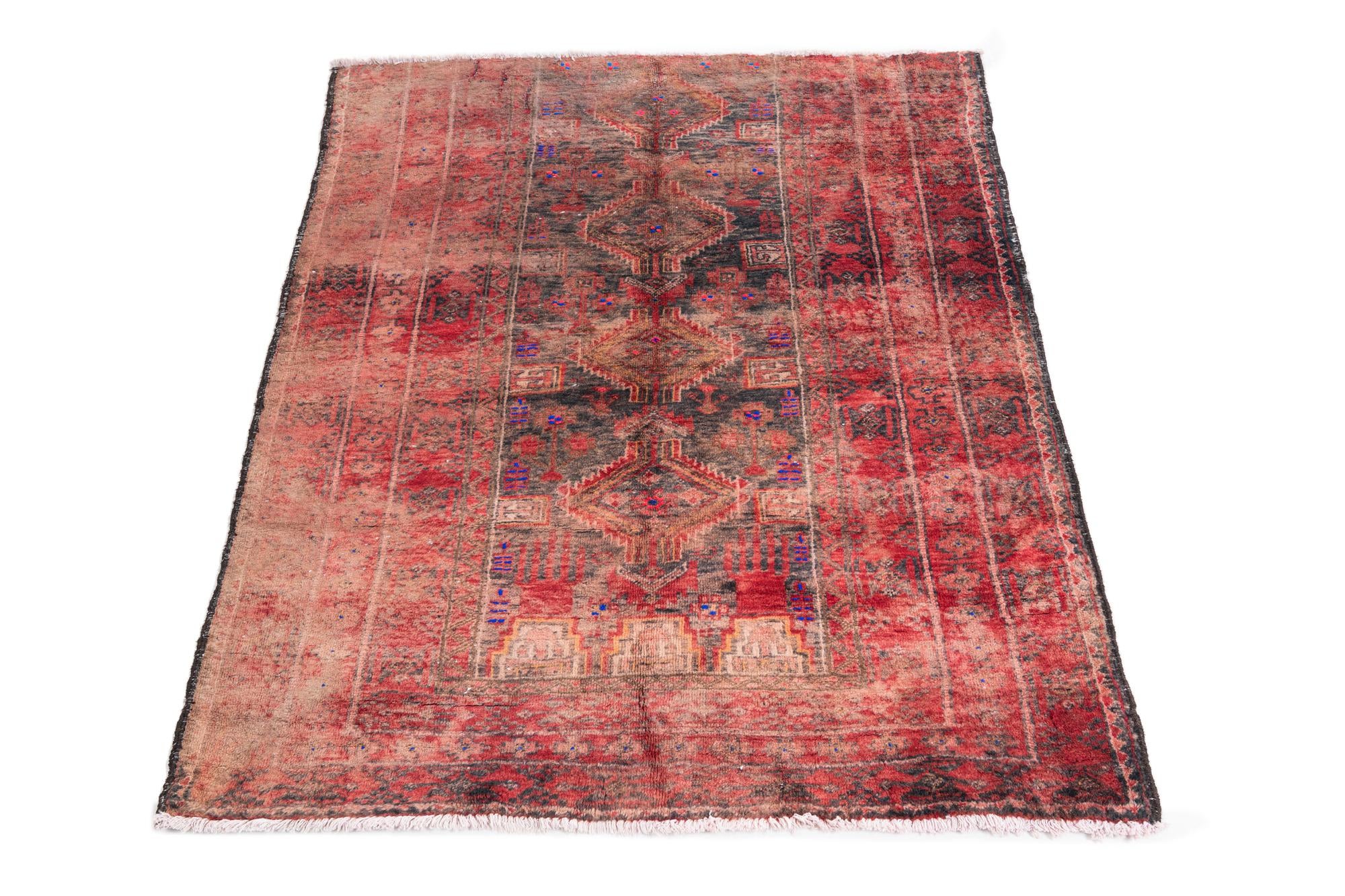 3' 7 x 4' 3 Hand Knotted Ultra Vintage Persian Wool Square Rug