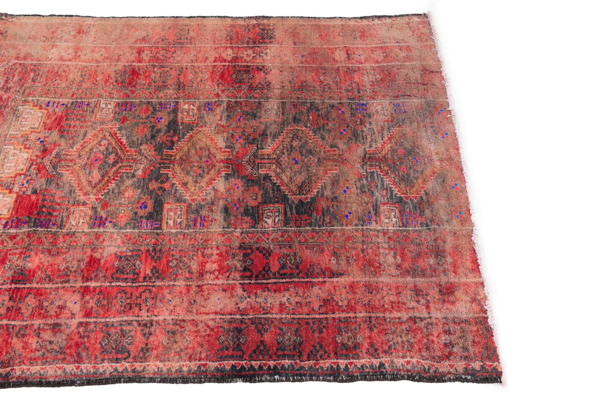 3' 7 x 4' 3 Hand Knotted Ultra Vintage Persian Wool Square Rug