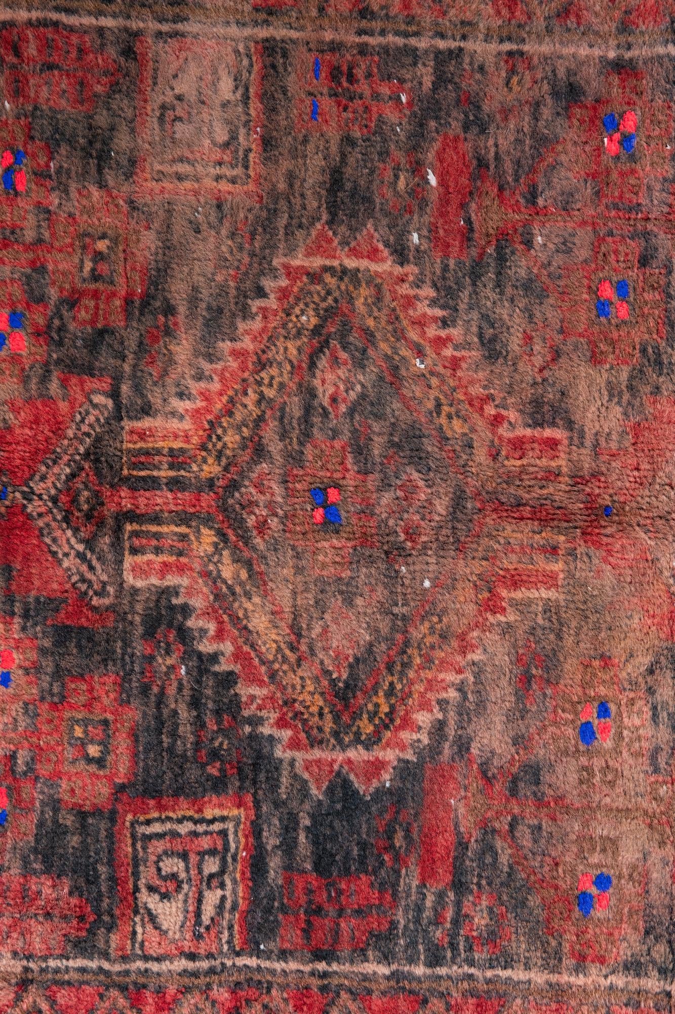 3' 7 x 4' 3 Hand Knotted Ultra Vintage Persian Wool Square Rug