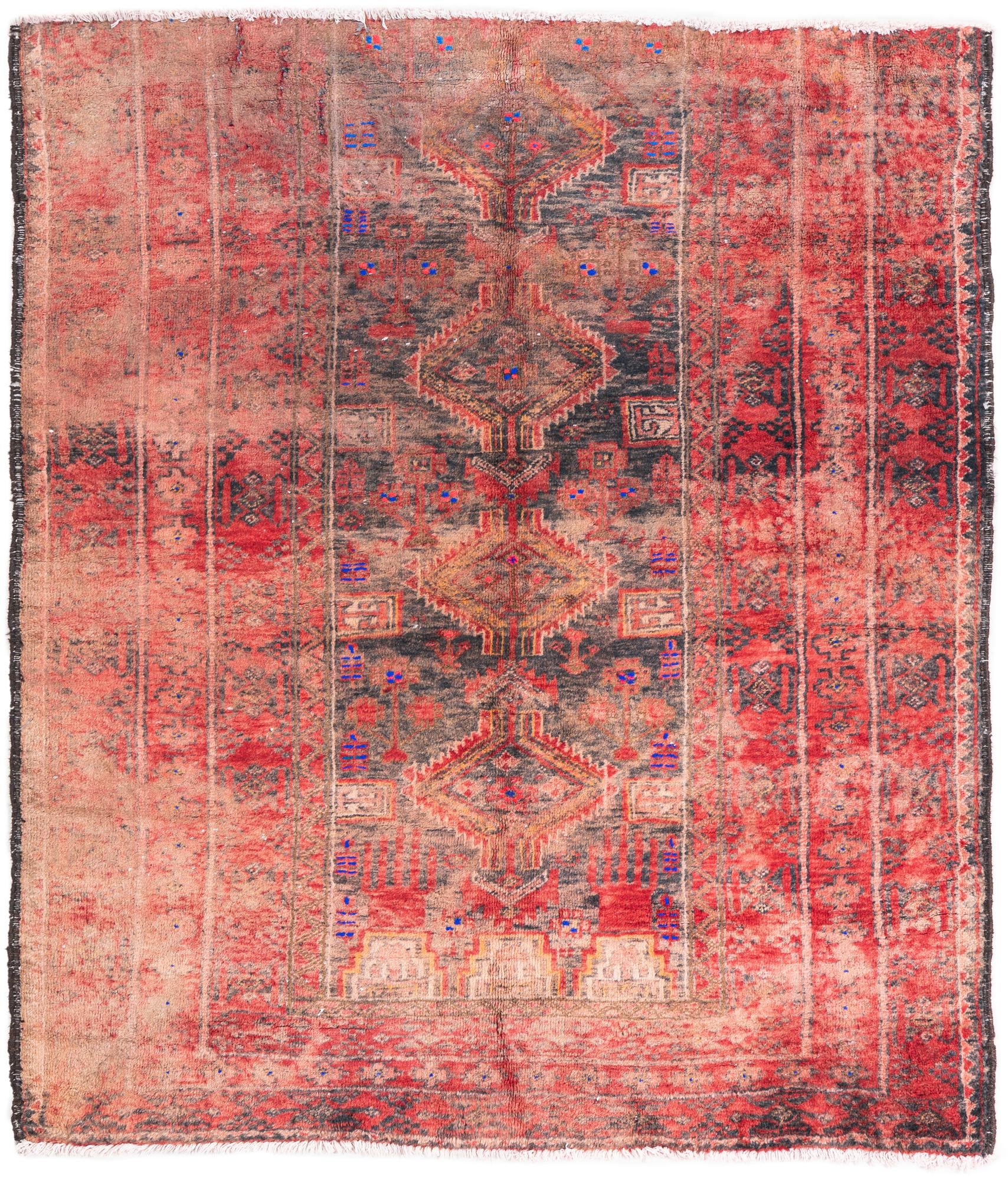 3' 7 x 4' 3 Hand Knotted Ultra Vintage Persian Wool Square Rug