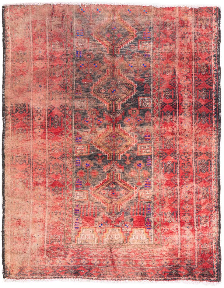 Detail image of 3' 7 x 4' 3 Hand Knotted Ultra Vintage Persian Wool Square Rug