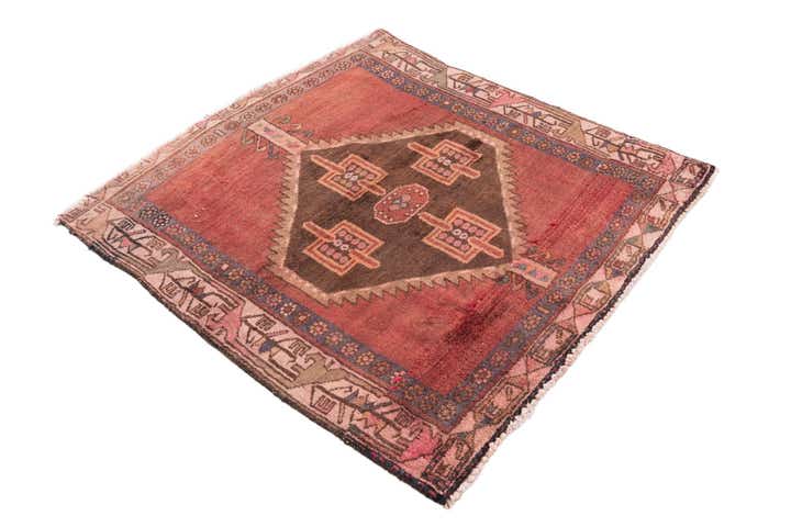 3' 5 x 3' 8 Hand Knotted Ultra Vintage Persian Wool Square Rug