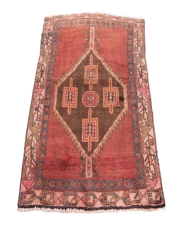 Detail image of 3' 5 x 3' 8  Hand Knotted Ultra Vintage Persian Wool Square Rug