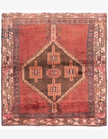 3' 5 x 3' 8 Hand Knotted Ultra Vintage Persian Wool Square Rug
