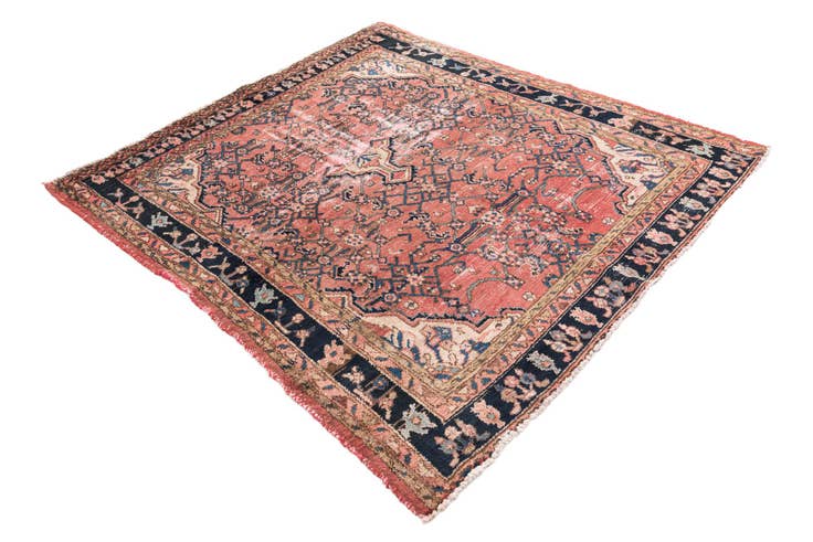 Detail image of 5' x 5' 6 Hand Knotted Ultra Vintage Persian Wool Square Rug