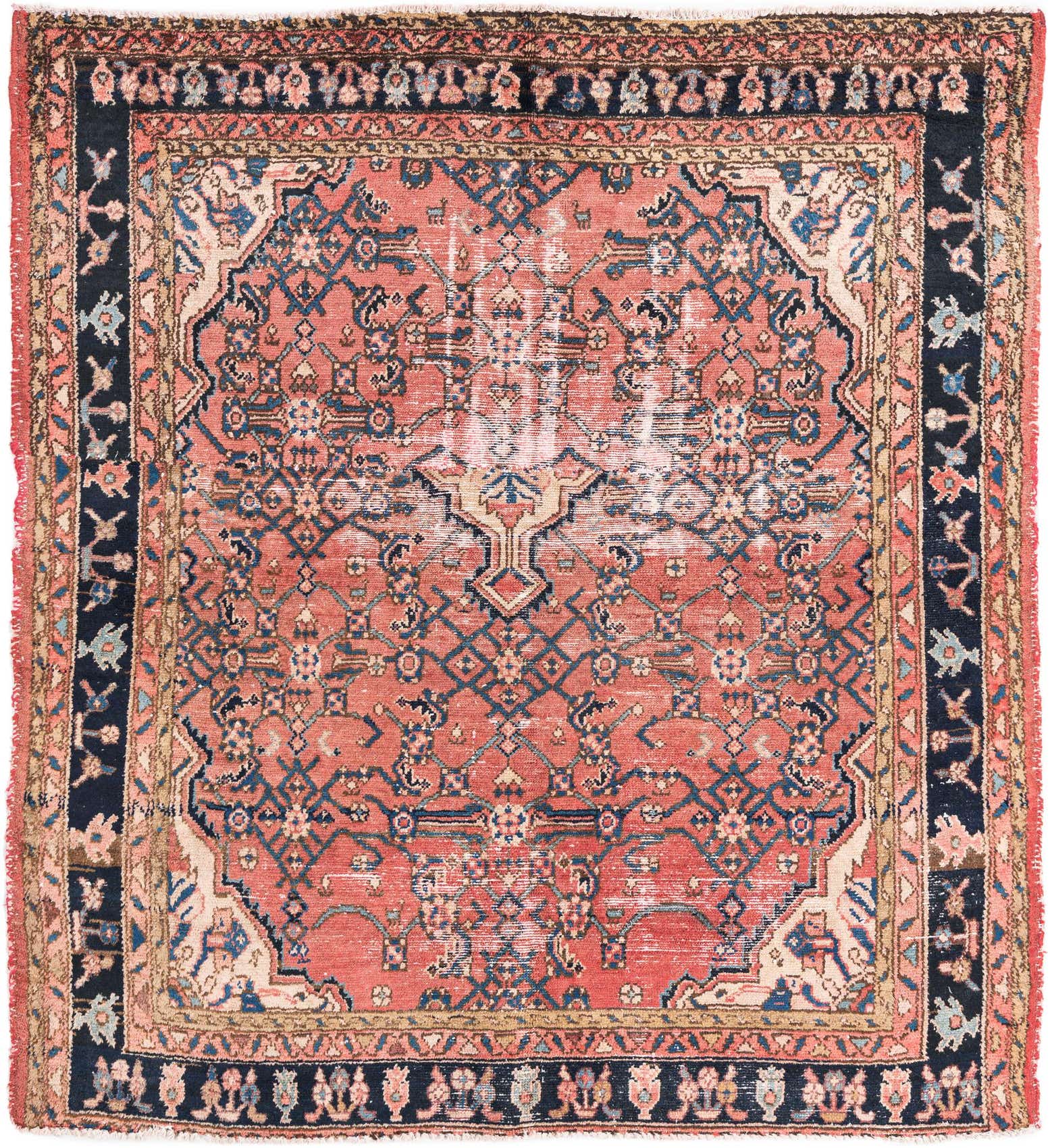 5' x 5' 6 Hand Knotted Ultra Vintage Persian Wool Square Rug
