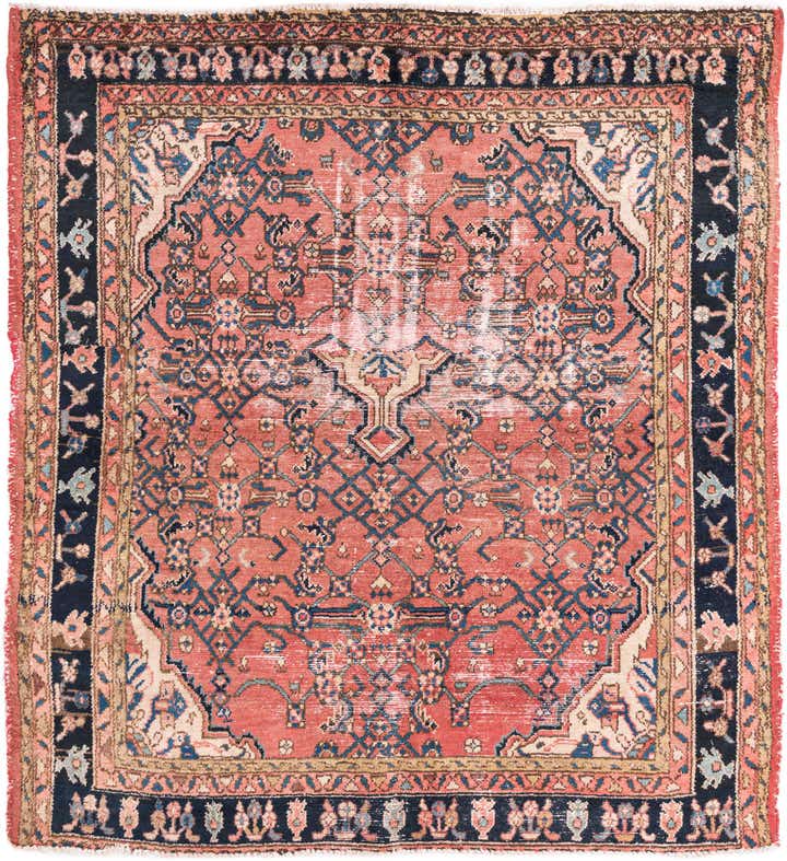 5' x 5' 6 Hand Knotted Ultra Vintage Persian Wool Square Rug