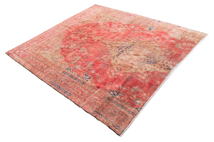 Detail image of 7' 1 x 7' 7 Hand Knotted Ultra Vintage Persian Wool Square Rug