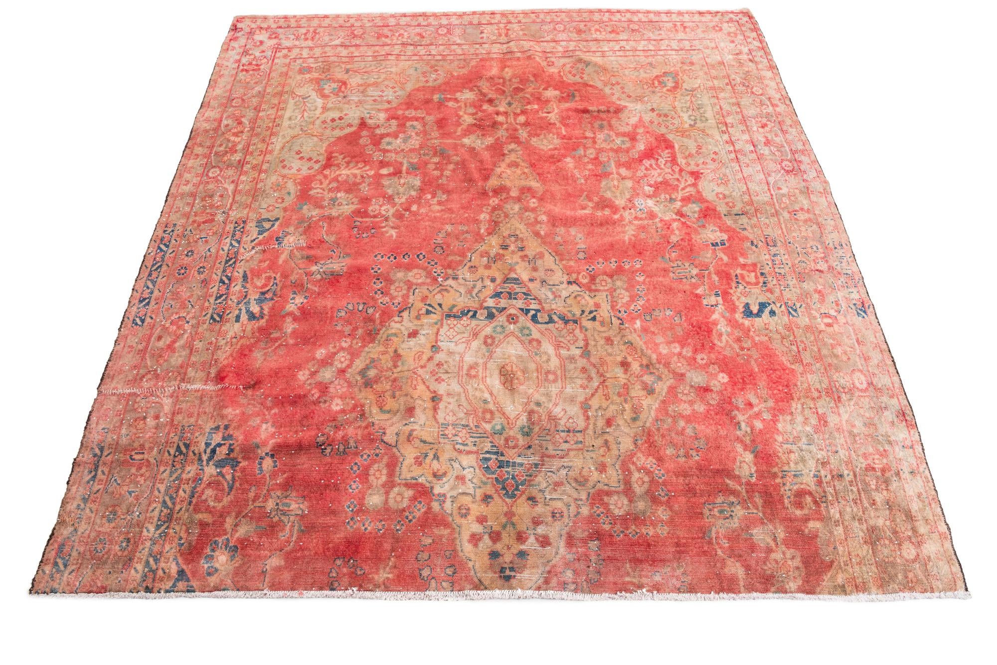 7' 1 x 7' 7 Hand Knotted Ultra Vintage Persian Wool Square Rug