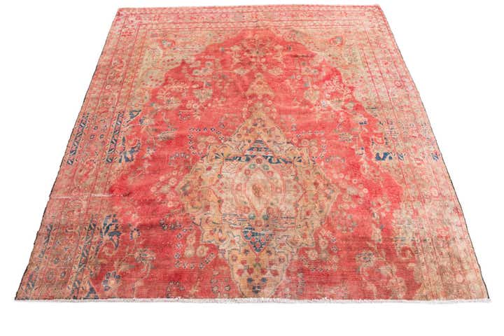 7' 1 x 7' 7 Hand Knotted Ultra Vintage Persian Wool Square Rug