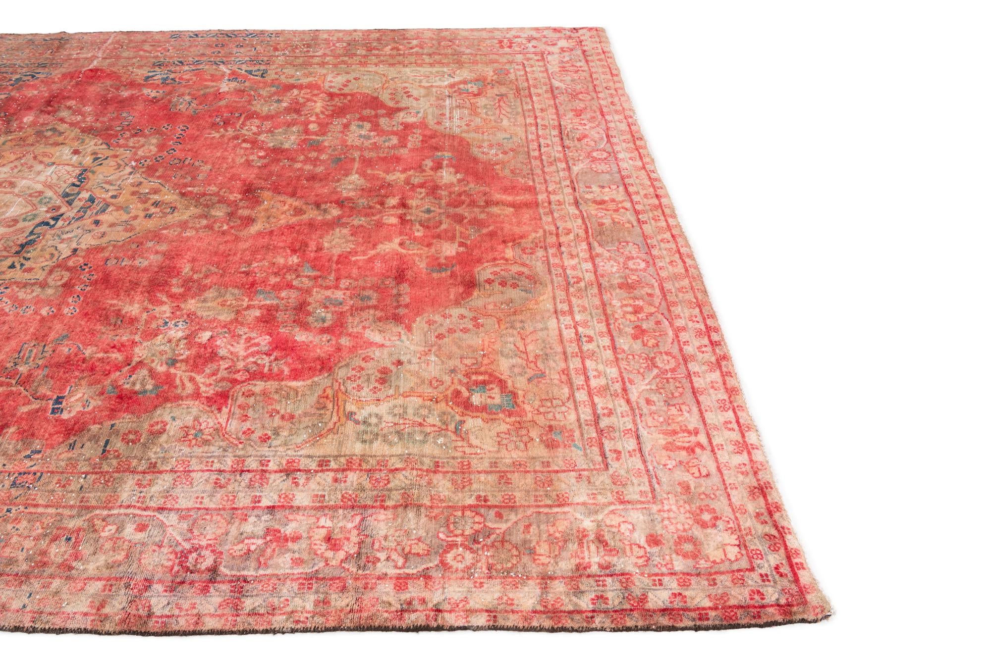 7' 1 x 7' 7 Hand Knotted Ultra Vintage Persian Wool Square Rug