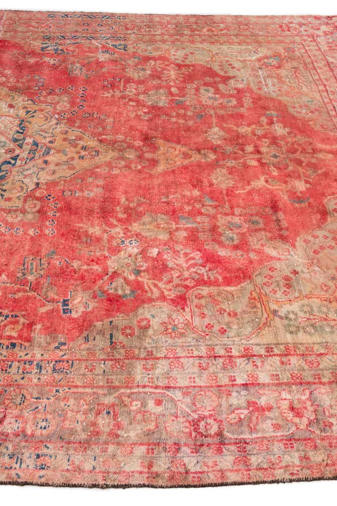7' 1 x 7' 7 Hand Knotted Ultra Vintage Persian Wool Square Rug
