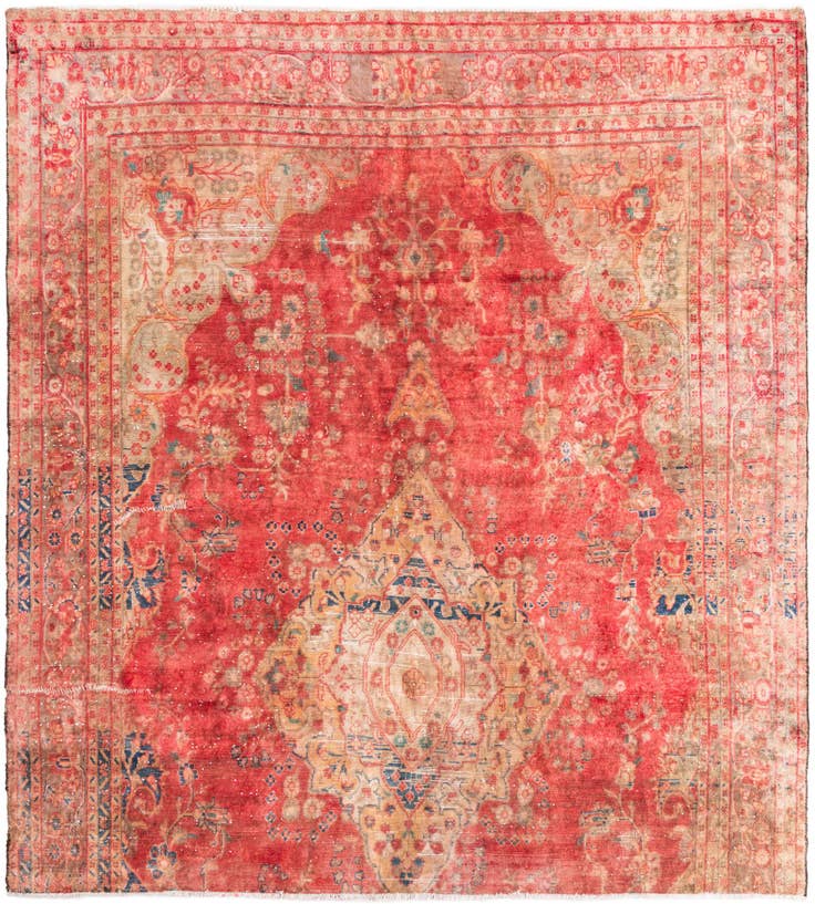 Detail image of 7' 1 x 7' 7 Hand Knotted Ultra Vintage Persian Wool Square Rug