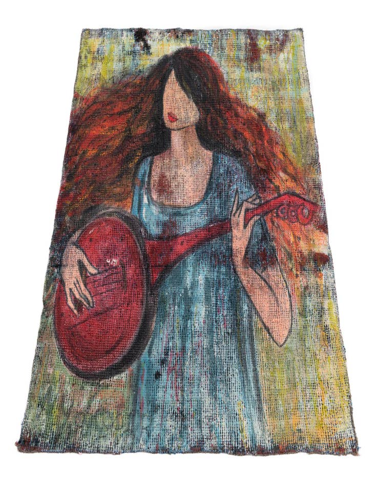 Detail image of 3' 4 x 3' 8  Hand Knotted Ultra Vintage Persian Wool Square Rug