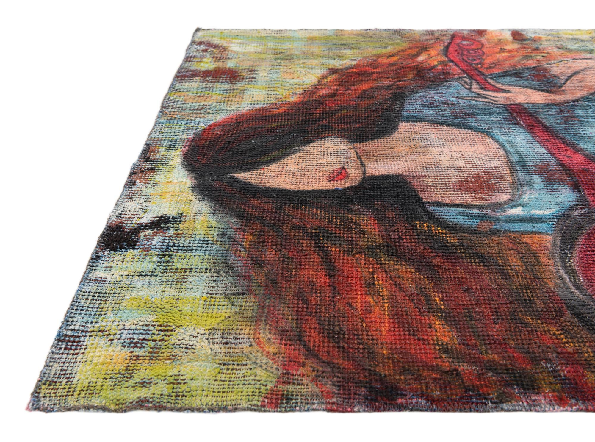 3' 4 x 3' 8 Hand Knotted Ultra Vintage Persian Wool Square Rug