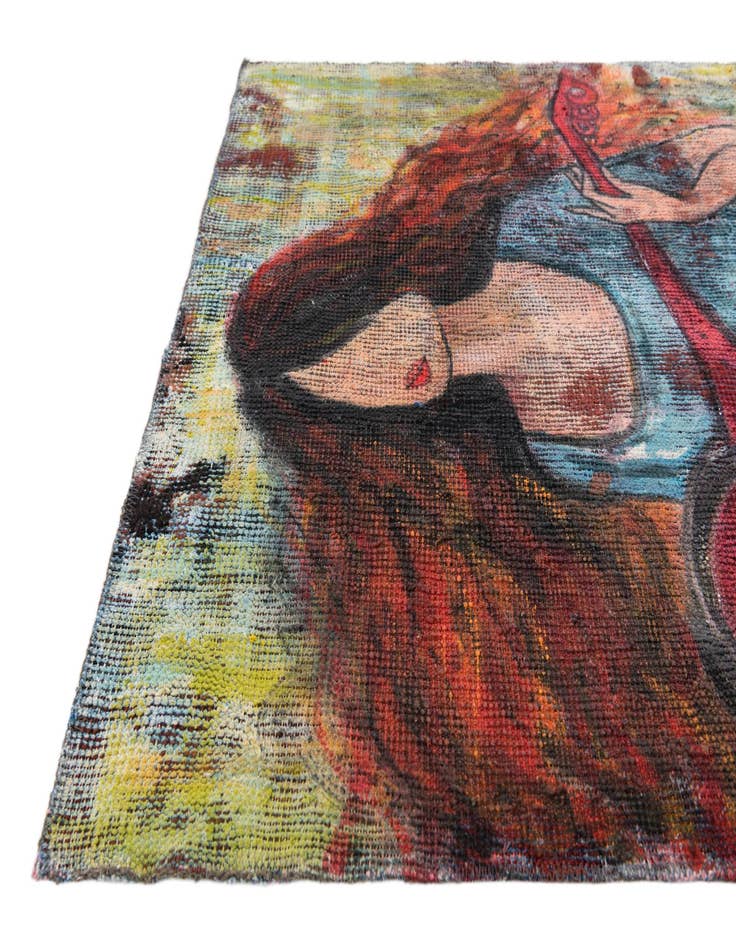 Detail image of 3' 4 x 3' 8  Hand Knotted Ultra Vintage Persian Wool Square Rug