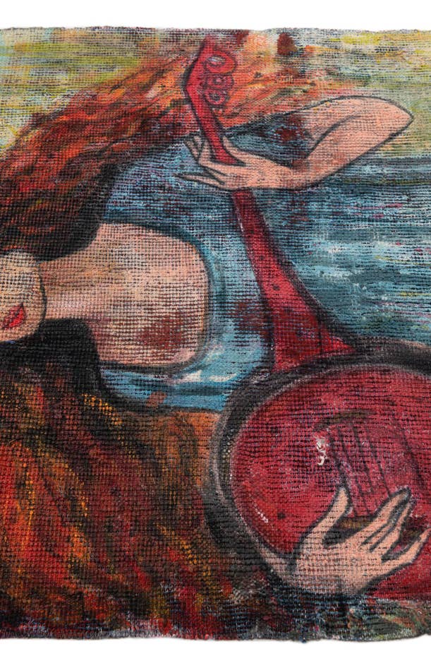 Detail image of 3' 4 x 3' 8 Hand Knotted Ultra Vintage Persian Wool Square Rug