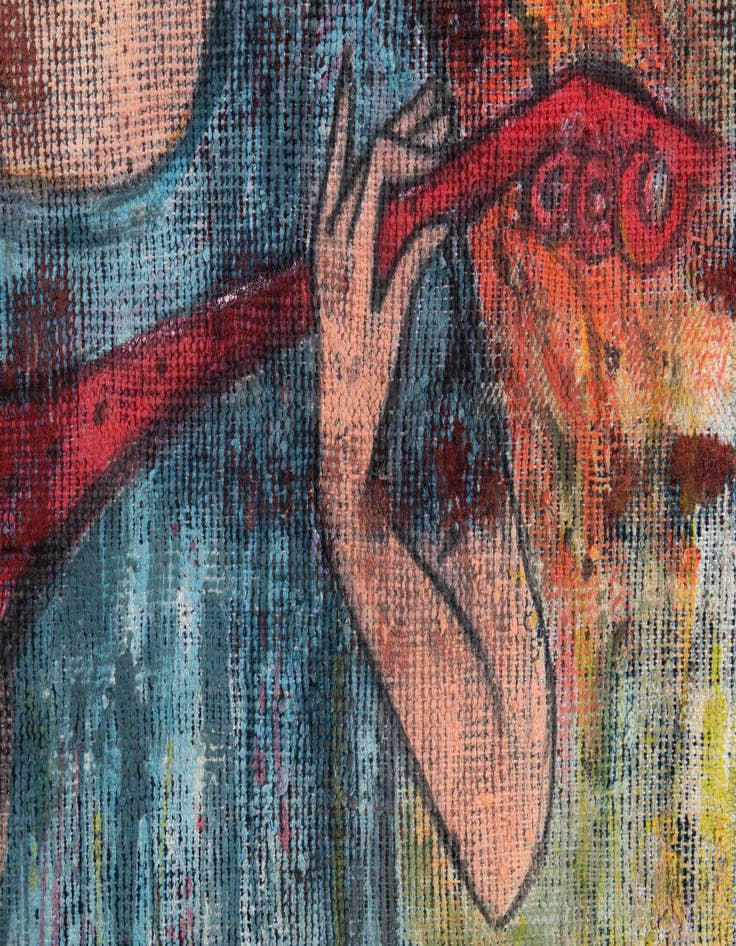 Detail image of 3' 4 x 3' 8  Hand Knotted Ultra Vintage Persian Wool Square Rug