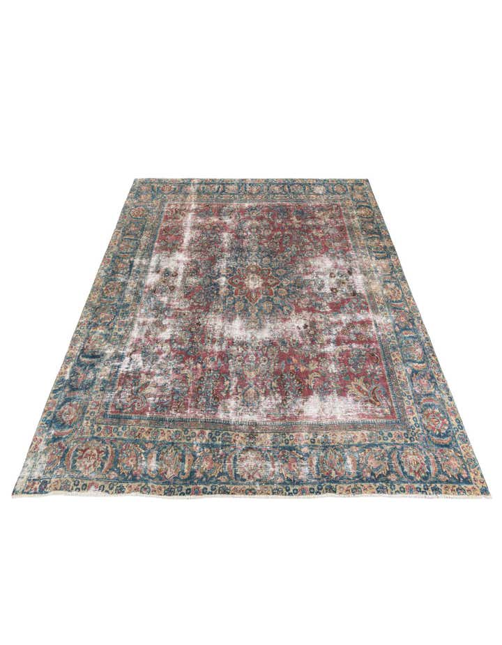 9' 5 x 9' 9 Hand Knotted Ultra Vintage Persian Wool Square Rug