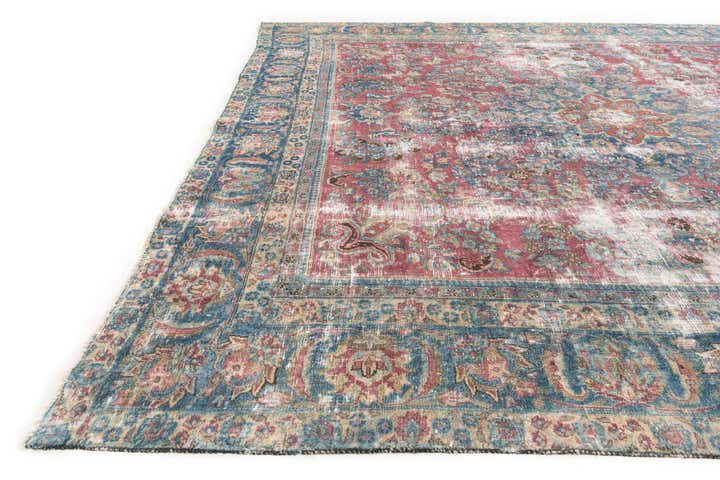 9' 5 x 9' 9 Hand Knotted Ultra Vintage Persian Wool Square Rug