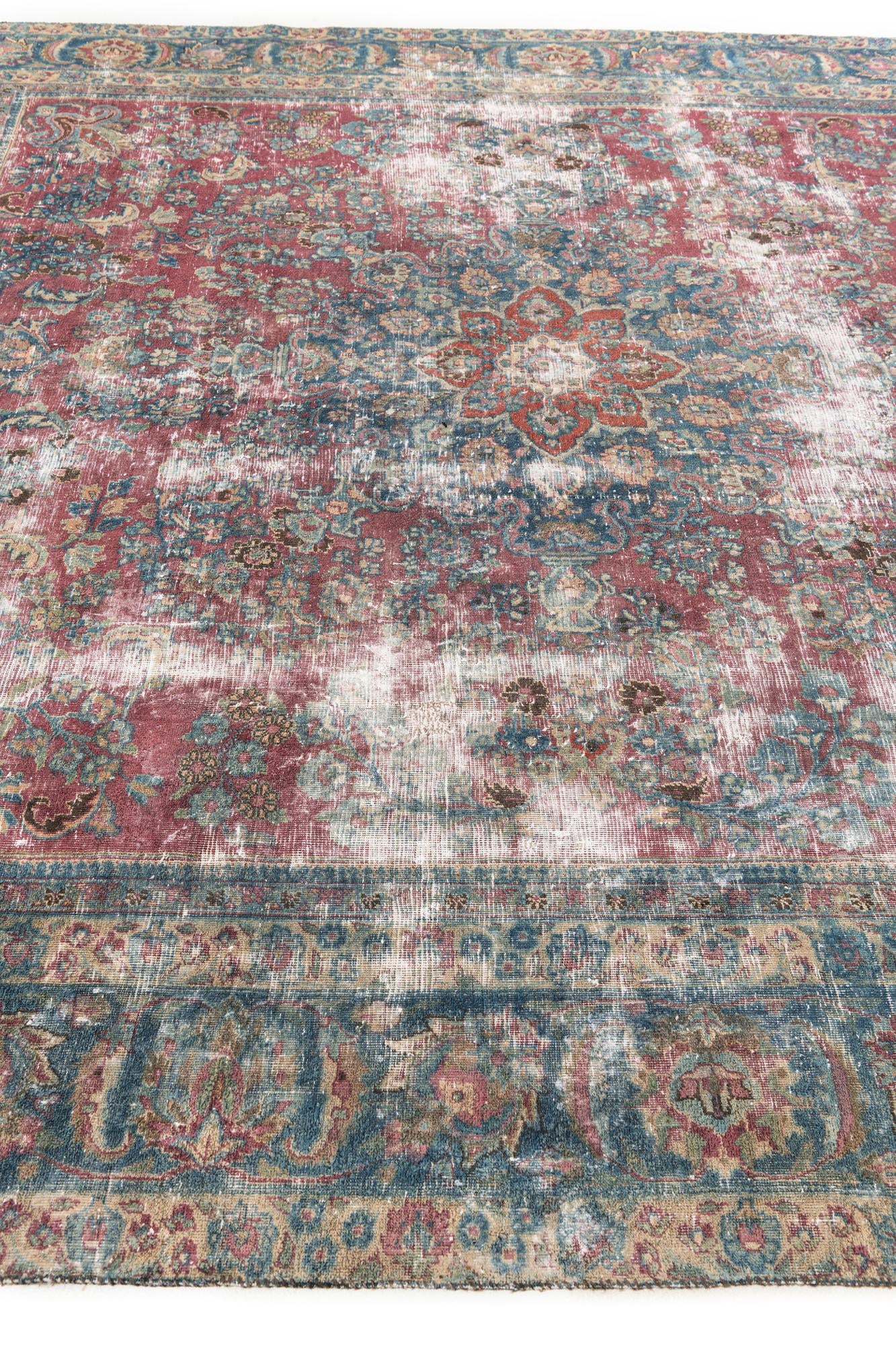 9' 5 x 9' 9 Hand Knotted Ultra Vintage Persian Wool Square Rug