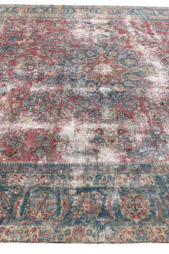 9' 5 x 9' 9 Hand Knotted Ultra Vintage Persian Wool Square Rug