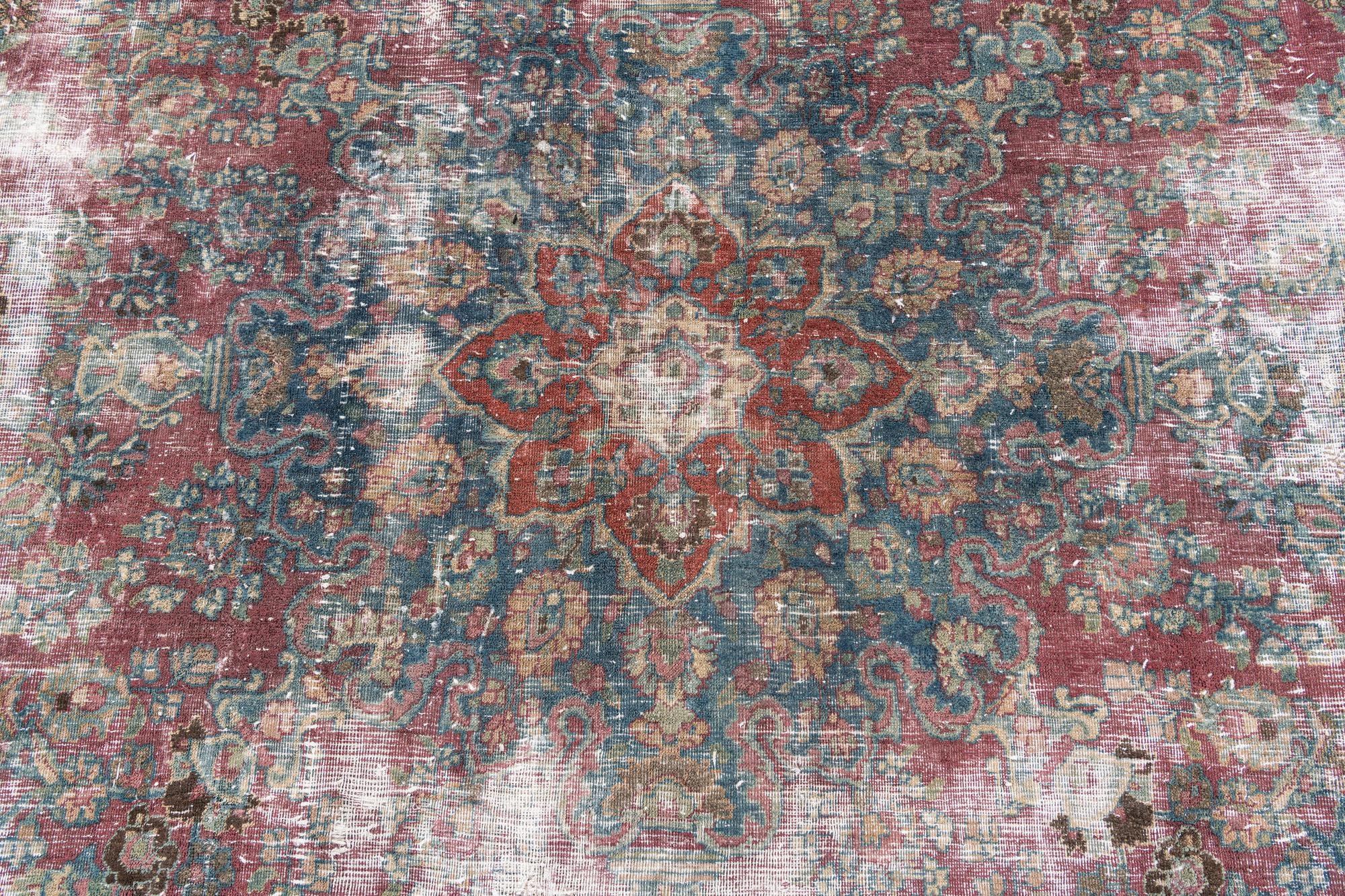 9' 5 x 9' 9 Hand Knotted Ultra Vintage Persian Wool Square Rug